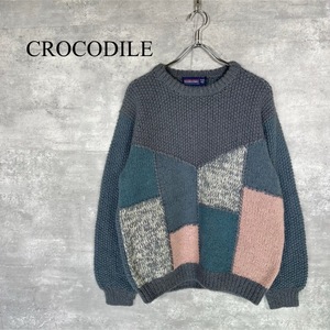 『CROCODILE』 クロコダイル (Free) パッチワークニットセーター