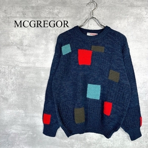 『MCGREGOR』 マクレガー (M) スクエア柄 デザインニットセーター