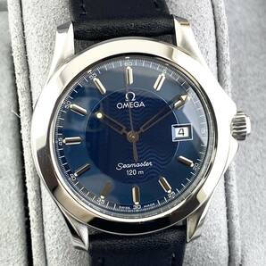 【1円〜】OMEGA オメガ 腕時計 メンズ SEAMASTER シーマスター 120m ブルー文字盤 ラウンドフェイス デイト 正規品の画像4