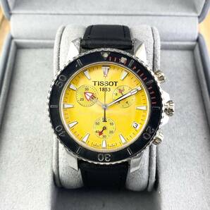 【1円〜】TISSOT ティソ 腕時計 メンズ SEASTAR シースター クロノグラフ イエロー文字盤 ラウンドフェイス デイト 可動品の画像7