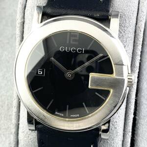 【1円〜】GUCCI グッチ 腕時計 メンズ 101J ブラック文字盤 Gフェイス デイト 可動品