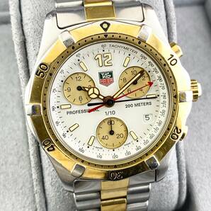 【1円〜】TAG HEUER タグ ホイヤー 腕時計 メンズ クロノグラフ CK1121 ホワイト文字盤 ゴールド ラウンドフェイス デイト 可動品の画像4