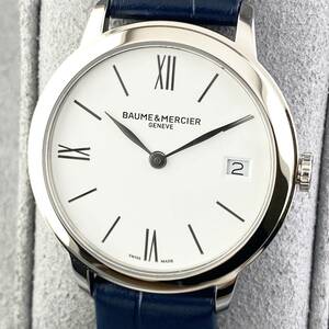 [1 jpy box attaching ]BAUME&MERCIER Baume&Mercier wristwatch lady's CLASSIMAklasima white face round face Date moveable goods 