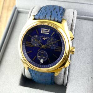 【1円〜】LONGINES ロンジン 腕時計 メンズ クロノグラフ L3.633.2 ルンゴマーレ ブルー文字盤 ゴールド 世界限定2500本 可動品の画像2