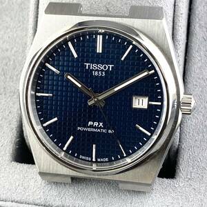 【1円〜】TISSOT ティソ 腕時計 メンズ AT 自動巻 POWERMATIC 80 パワーマティック ブルー文字盤 PRX ラウンドフェイス 裏スケ 可動品