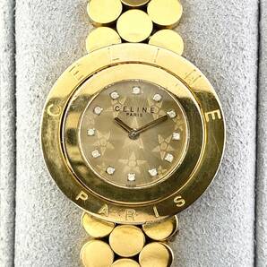【1円〜】CELINE セリーヌ 腕時計 レディース 12Pストーン フラワー ゴールド文字盤 ブレスウォッチ 可動品の画像8