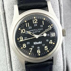 【1円〜】HAMILTON ハミルトン 腕時計 メンズ KHAKI カーキ 9797 ブラック文字盤 ラウンドフェイス デイト 可動品の画像4