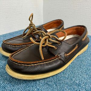 SPERRY TOP SIDERs Perry верх носорог da- кожа deck shoes мужской 7.5 морской панель American Casual Vintage б/у одежда традиции 