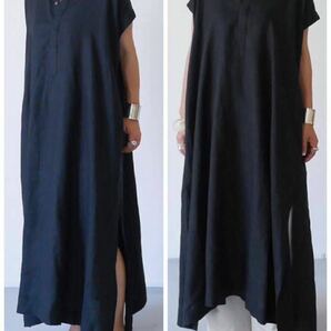 argue French Linen Dyed Canvas Dress リネンワンピース リネンドレス ブラック アーギュー アギューの画像1
