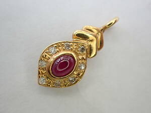 K18 Gold Ruby 0,18CT Diamond 0,06CT Design Top A