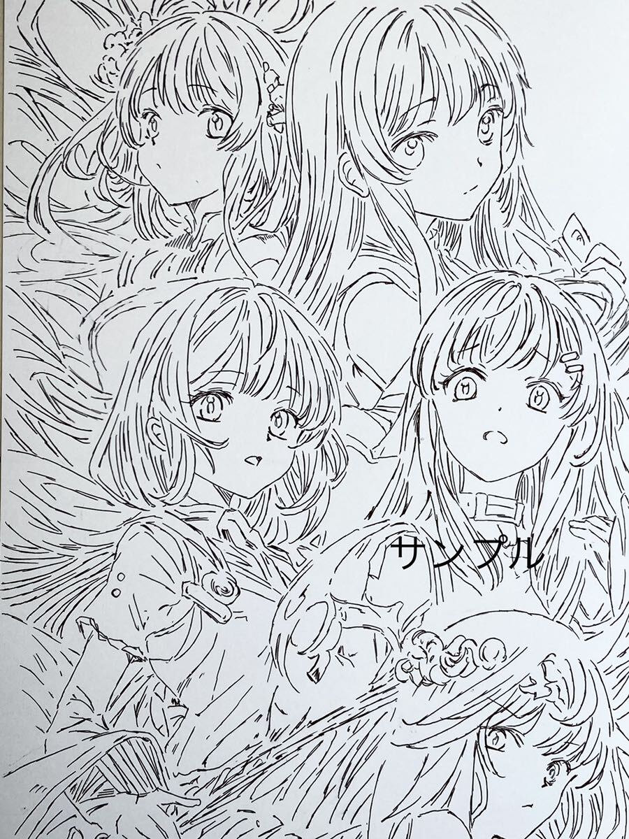 Doujin Hand-Drawn artwork illustration A4 RPG style girls original monochrome pencil drawing pen drawing, comics, anime goods, hand drawn illustration