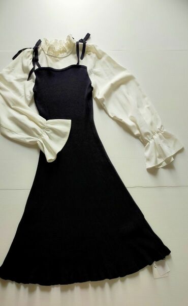 GRL グレイル ワンピース ドレス 黒 長袖 ブラック 新品未使用 シャツ フリル S 最低価格 お値下げ不可