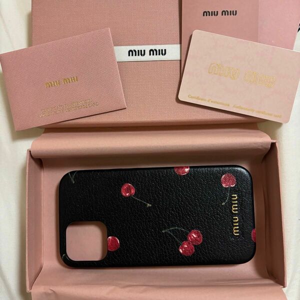 MIUMIU iPhone12 ケース さくらんぼ チェリー 黒 ブラック