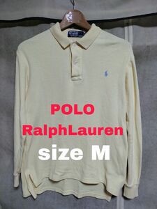 特価品 POLO RALPH LAUREN ポロラルフローレン 長袖ポロシャツ、M size 色イエロー