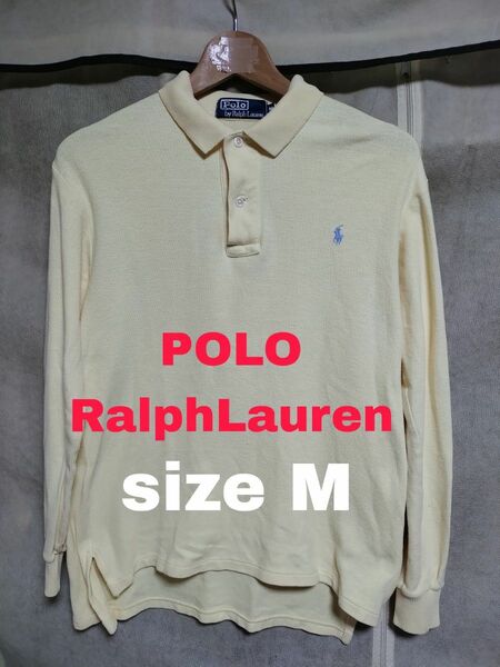 特価品 POLO RALPH LAUREN ポロラルフローレン 長袖ポロシャツ、M size 色イエロー