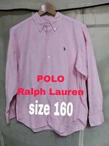 値引き可能！POLO RALPH LAUREN ポロラルフローレン ボタンダウン長袖シャツ 色ピンク size160 No1