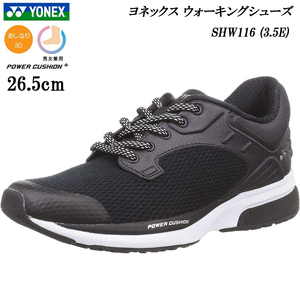SHW116 BK 26.5cm ヨネックス ウォーキング ジョギング ランニング パワークッション シューズ 靴 3.5E YONEX メッシュ 軽量
