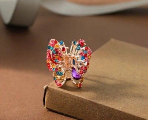 372 バタフライデザインラインストーンデコレーションヘアクリップミックスカラー
