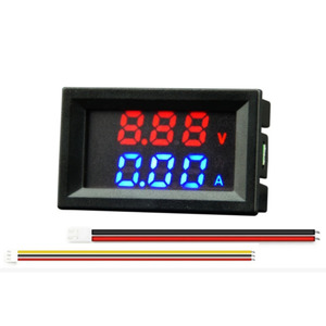  digital voltmeter amperemeter 10A DC0-100V red blue dual digital Lead line attaching / LED panel installation type / reverse connection protection 