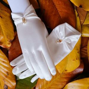  wedding glove Short white pearl silk style satin new goods 