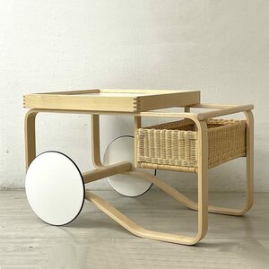 ● アルテック artek ティートロリー900 TEA TROLLEY 900 セラミックタイル バスケット付き バーチ材 アルヴァ・アアルト 美品 北欧家具