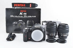 ★美品★箱付き PENTAX ペンタックス K-m デジタルカメラ ダブルレンズ セット 50-200mm 18-55mm(N-01)