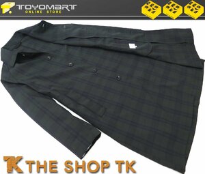 5049●THE SHOP TK タケオキクチ●新品 【ブラックウォッチ】 TRチェック ステンカラーコート　モスグリーン/M