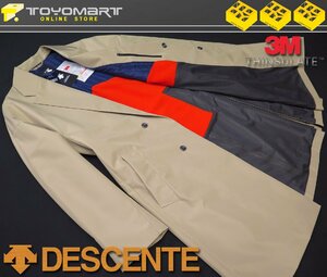 1093●DESCENTE デサント●7742　新品 【撥水加工】 シンサレート中綿裏地　BIGシルエット チェスターコート　ベージュ/LL　定価42900円