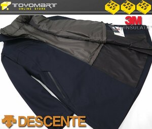 2082●DESCENTE デサント●7744　新品 【撥水加工】 シンサレート中綿ライナー スタンドカラーインフードコート　ネイビー/LL　定価42900円