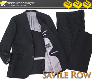 5092●Savile Row サビルロウ●1006　新品 【DORMEUIL】 ストライプ　ストレッチ スタンダードスーツ　濃紺/BE5