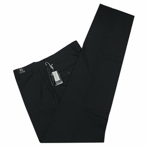 【 膝当て付きノータックパンツ 】春夏 ★ 黒無地 ★ 毛50％・ポリエステル50％ ★ ウェスト88ｃｍ・股上24.0ｃｍ・裾巾21.0ｃｍ