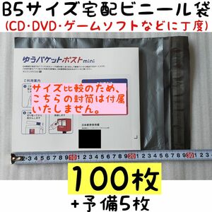 【在庫限り残り900枚】CD･DVD･小物の梱包に B5 宅配ビニール袋 100枚 ※宅配ビニール袋以外の物は含まれません