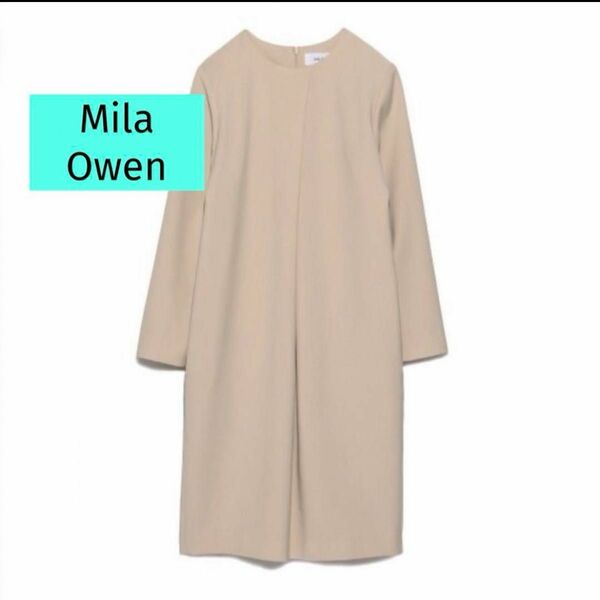 【Mila Owen】ベージュコクーンワンピース【サイズ0】９分袖オケージョン