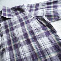 Deuxieme Classe ドゥーズィエムクラス コットンリネンシャツ コットンガーゼ チェックシャツ 長袖シャツ 羽織り パープル 紫 フリーサイズ_画像5
