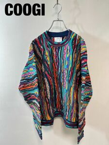 I0033★10 美品 COOGI クージー ニット セーター 3D ニット 立体ニット オーストラリア製 総柄 メンズ サイズS