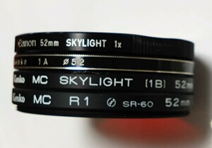 Canon Kenko MCレンズフィルター　52mm 4枚　SKYLIGHT RED 1A 1B R1 ケース2個付