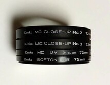 Kenko MCレンズフィルター　72mm 4枚　 UV SL-39 SOFTON Ⅱ CLOSE-UP No.2 No.3 ケース3個付_画像1