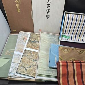 4-136-140 帯まとめて★工芸袋帯 軽装帯 全幅帯 金糸 銀糸 豪華 鶴 花鳥 藤 桜 和装 着物 リメイク ハンドメイドの画像1