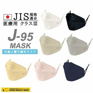 J-95マスク【JIS規格適合 医療用クラス３】4層構造 日本製 不織布　30枚入 個包装 立体