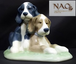 リヤドロ ナオ 犬 2匹 フィギュリン スペイン製 陶磁器 陶器 置物 インテリア 贈り物 LLADRO NAO