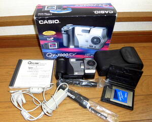 ＜綺麗 昭和レトロ＞CASIO LCD DIGITAL CAMERA QV-7000SX AF デジタルカメラ 撮影動作確認済 外箱 CD ケーブル カードなど