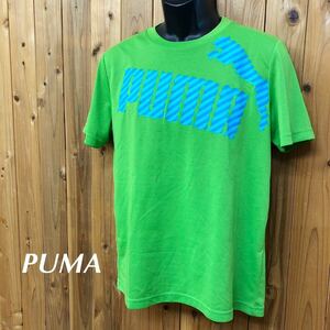 PUMA /プーマ /メンズL 半袖Tシャツ トップス BIGロゴ プリントTシャツ グリーン 速乾 ポリエステル100% トレーニング スポーツウェア