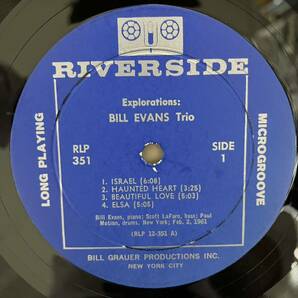 ★［米原盤］Bill Evans/Explorations USオリジナル！Mono! 超ギガレア青大ラベル★RLP351★両面DGあり！★超人気リバーサイド四部作！の画像2