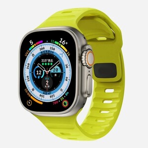 Apple Watch用 タフネス バンド ベルト 高品質シリコン グリーンイエローの画像2