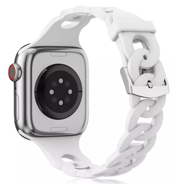 Apple Watch用 シリコンバンド ベルト 高品質ステンレスバックル 快適 ホワイト