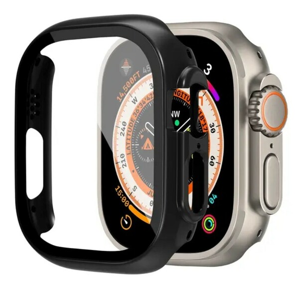 Apple Watch Ultra 画面 保護カバー バンド ベルト ブラック 49mm