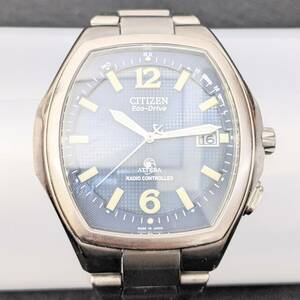 【2086.01】CITIZEN シチズン 時計 Eco-Drive エコドライブ ATTESA シルバー H411-T006736 DURATECT ブルー文字盤 RADIO CONTRLLED デイト