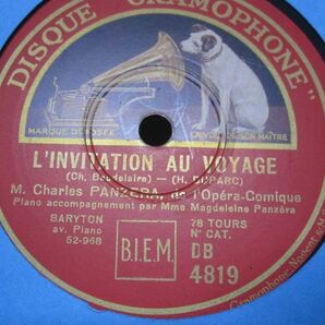 12inSP・フランス盤・シャルル パンゼラCHARLES PANZERA バリトン・旅へのいざないL'invitation au voyage/前世 La Vie anterieure・240459の画像3