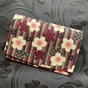 【ハンドメイド 】御朱印帳ケース 桜　縞模様