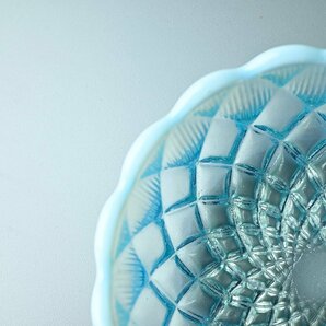 【昊】明治～大正期 ブルー 切子 ウランガラス 氷カップ 氷コップ 和ガラス レトロ[MN1]の画像6